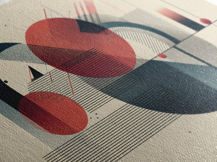 Red Teal Bauhaus Geometry Wall Art, Midcentury Modern Abstract Art Print, Geometric MCM Wall Decor, Office Decor, Modern Home Decor
