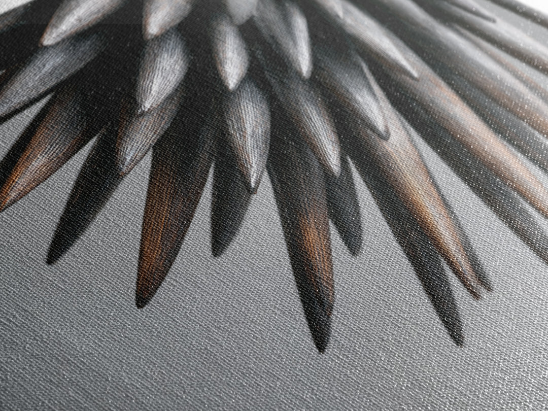 Metallic Black Spines Close Up Canvas Print, Modern Abstract Nature Office Wall Decor, Minimalist Monochrome Statement Art