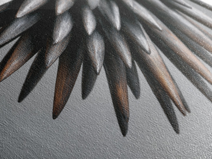 Metallic Black Spines Close Up Canvas Print, Modern Abstract Nature Office Wall Decor, Minimalist Monochrome Statement Art