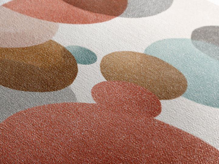 Overlapping Muted Circles In Coral Teal Brown, Canvas Print, Mid Century Modern Wall Art, Abstract Geometric Decor Poster