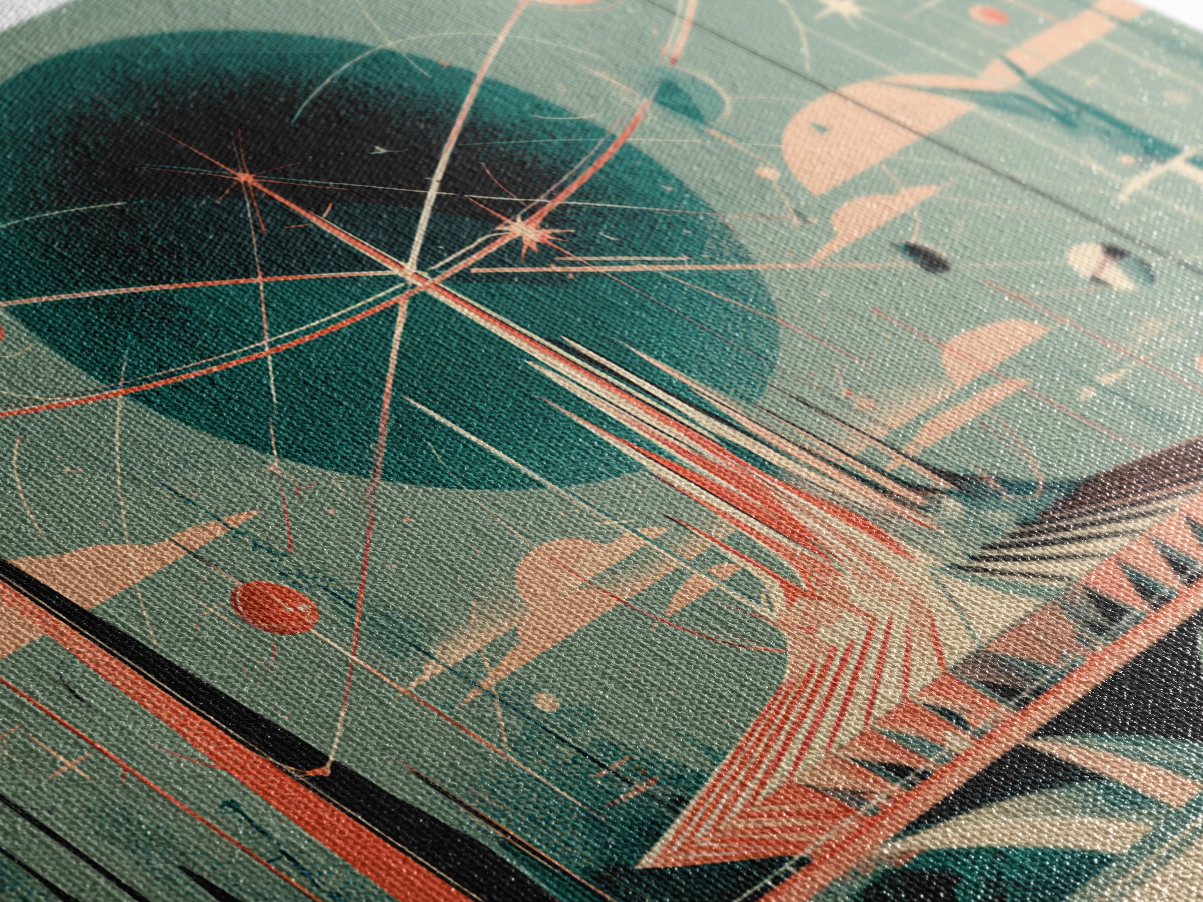 Atomic Futurist Pavilion Canvas Print, Midcentury Modern Wall Art, Retro Space Age Decor, Geometric MCM Architecture Poster
