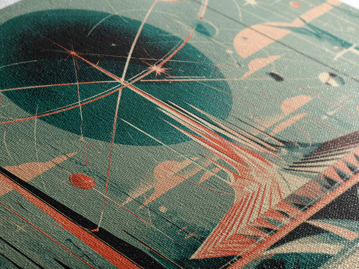 Atomic Futurist Pavilion Canvas Print, Midcentury Modern Wall Art, Retro Space Age Decor, Geometric MCM Architecture Poster