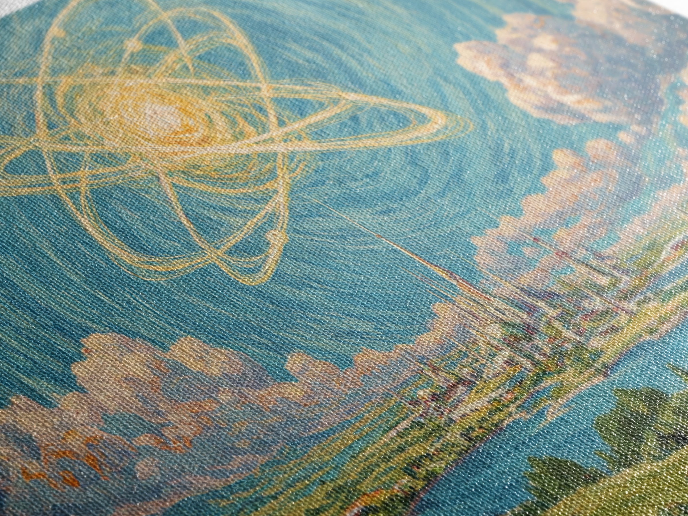 Radiant Atomic Sky Over Future City Wall Art, Midcentury Modern Sci Fi Landscape Poster, Retro Space Age MCM Decor Print