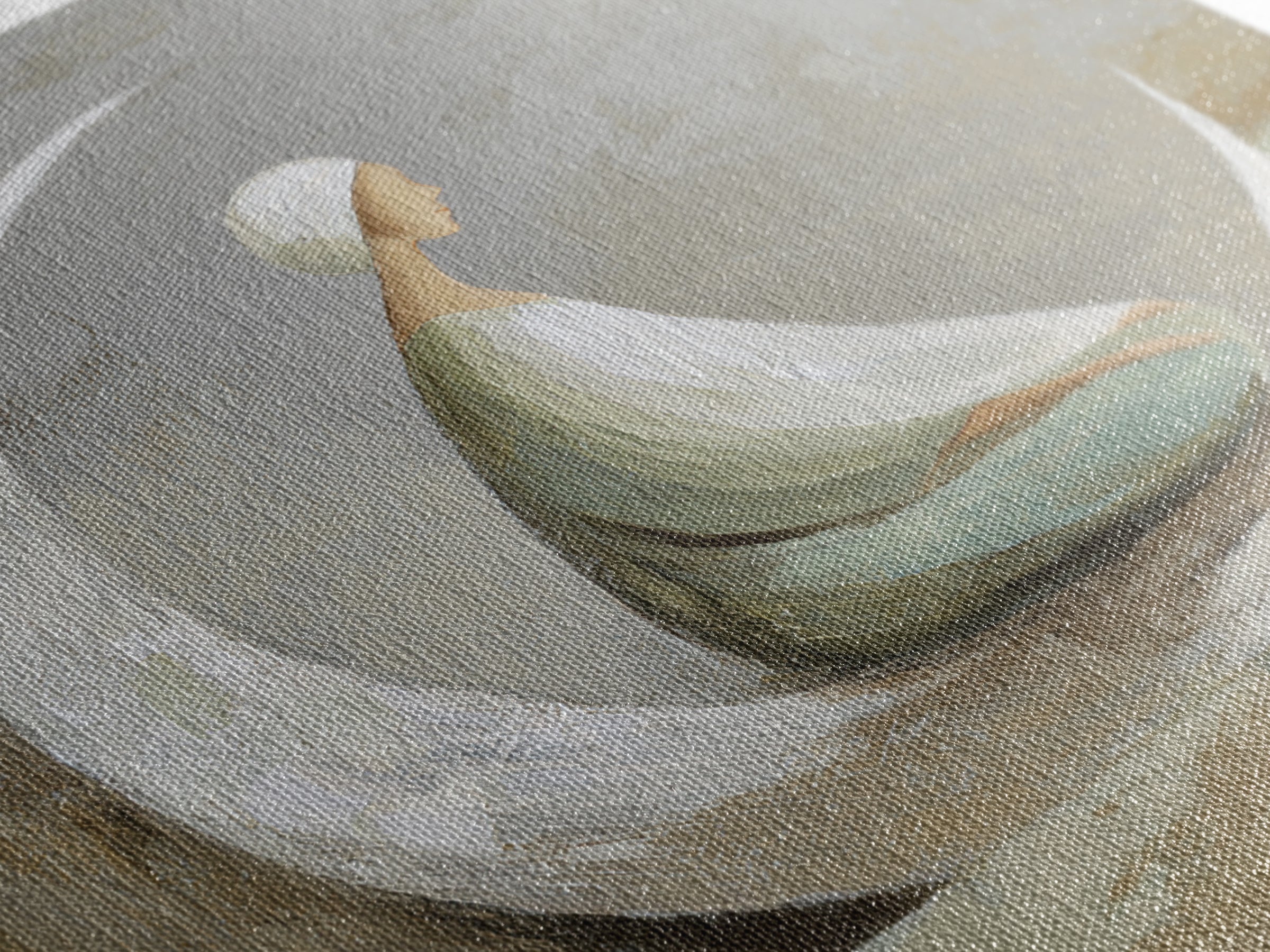 Single Seated Figure Beneath a Crescent Moon Canvas Print, Meditation Art, Digital Wall Art, Living Room Decor, Stillness, MED-1x1-99