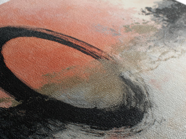 Zen Circle Brushstroke on Textured Paper Canvas Print, Meditation Art, Art Deco, Living Room Decor, Fine Art, Stillness, MED-2x1-48