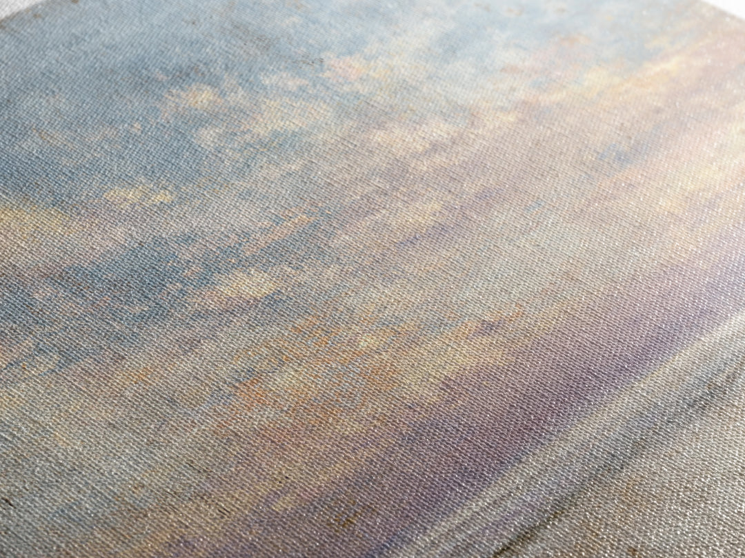Gentle Cloudscape in Lavender and Cream Framed Canvas Print, Meditation Art, Buddha Wall Art, Living Room Decor, Stillness, MED-2x1-87