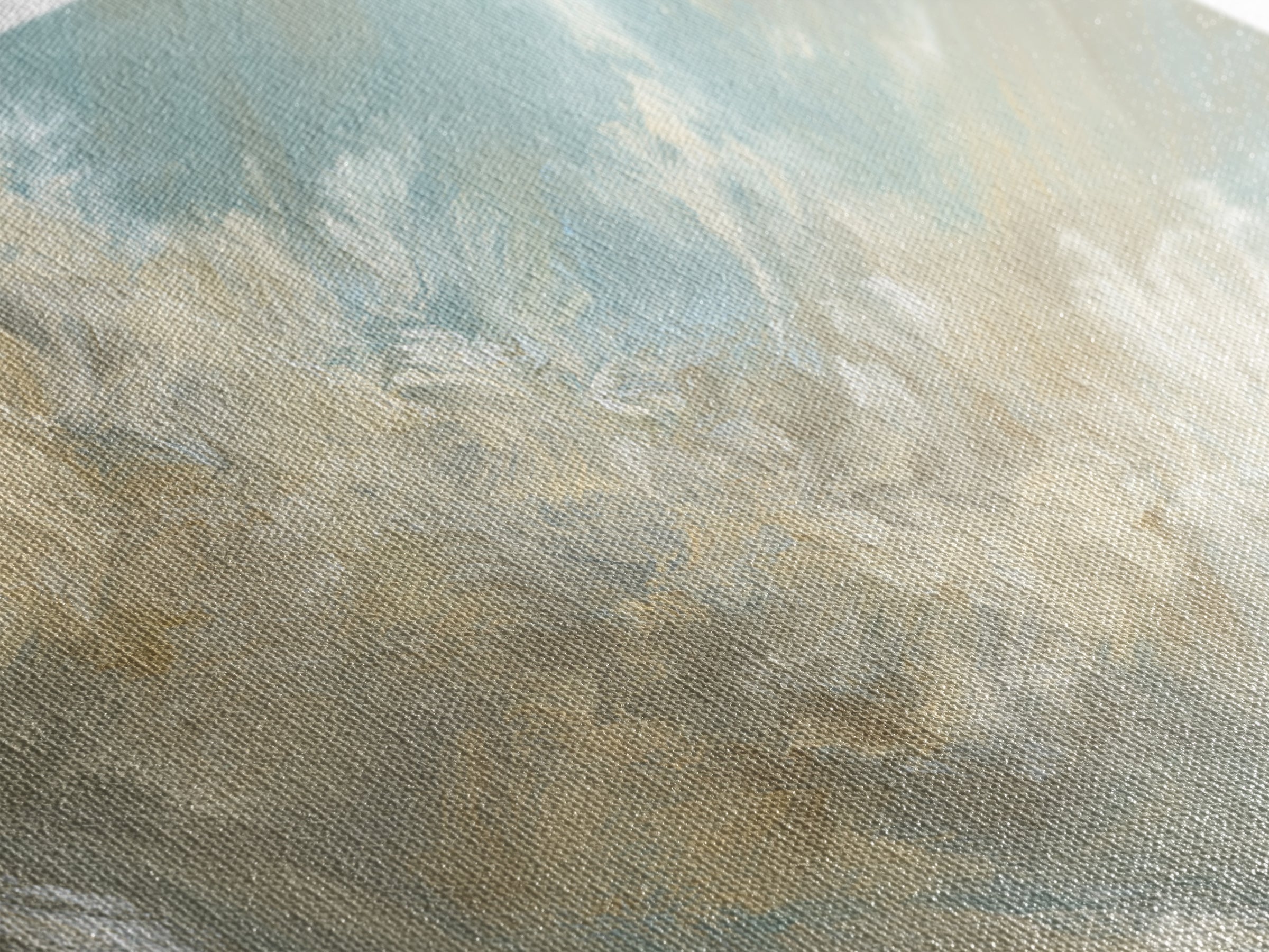 Angelic Light Rays Through Abstract Clouds Framed Canvas Print, Meditation Art, Canvas Art, Living Room Decor, Stillness, MED-2x1-90