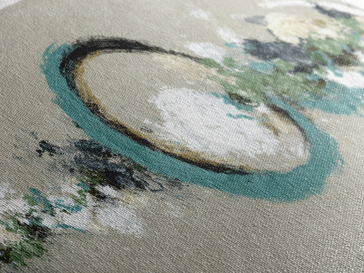 Zen Circle Brushstroke on Textured Paper Framed Canvas Print, Meditation Art, Minimalist Art, Living Room Decor, Oil Painting, MED-2x1-96