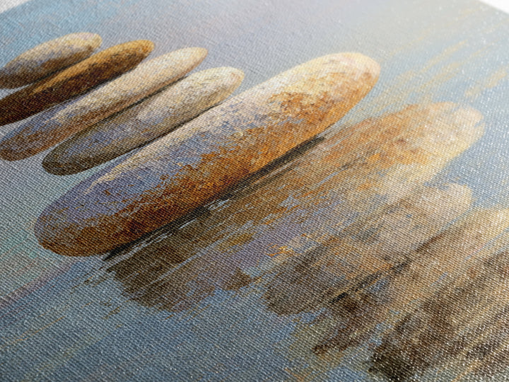 Floating Stones Balanced Above Calm Water Canvas Print, Meditation Art, Gallery Decor, Living Room Decor, Fine Art, Stillness, MED-2x3-16