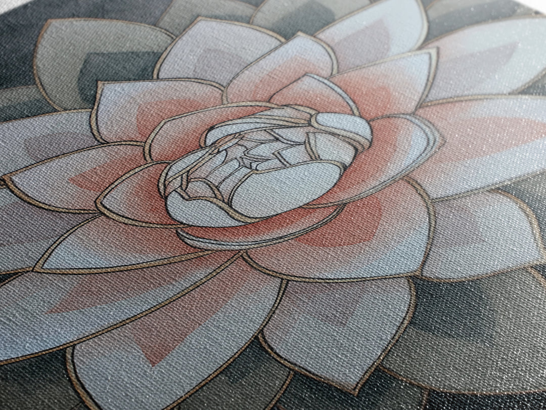 Sacred Geometry Lotus Canvas Print, Meditation Art, Hanging Wall Art, Living Room Decor, Oil Painting, Stillness, MED-2x3-95