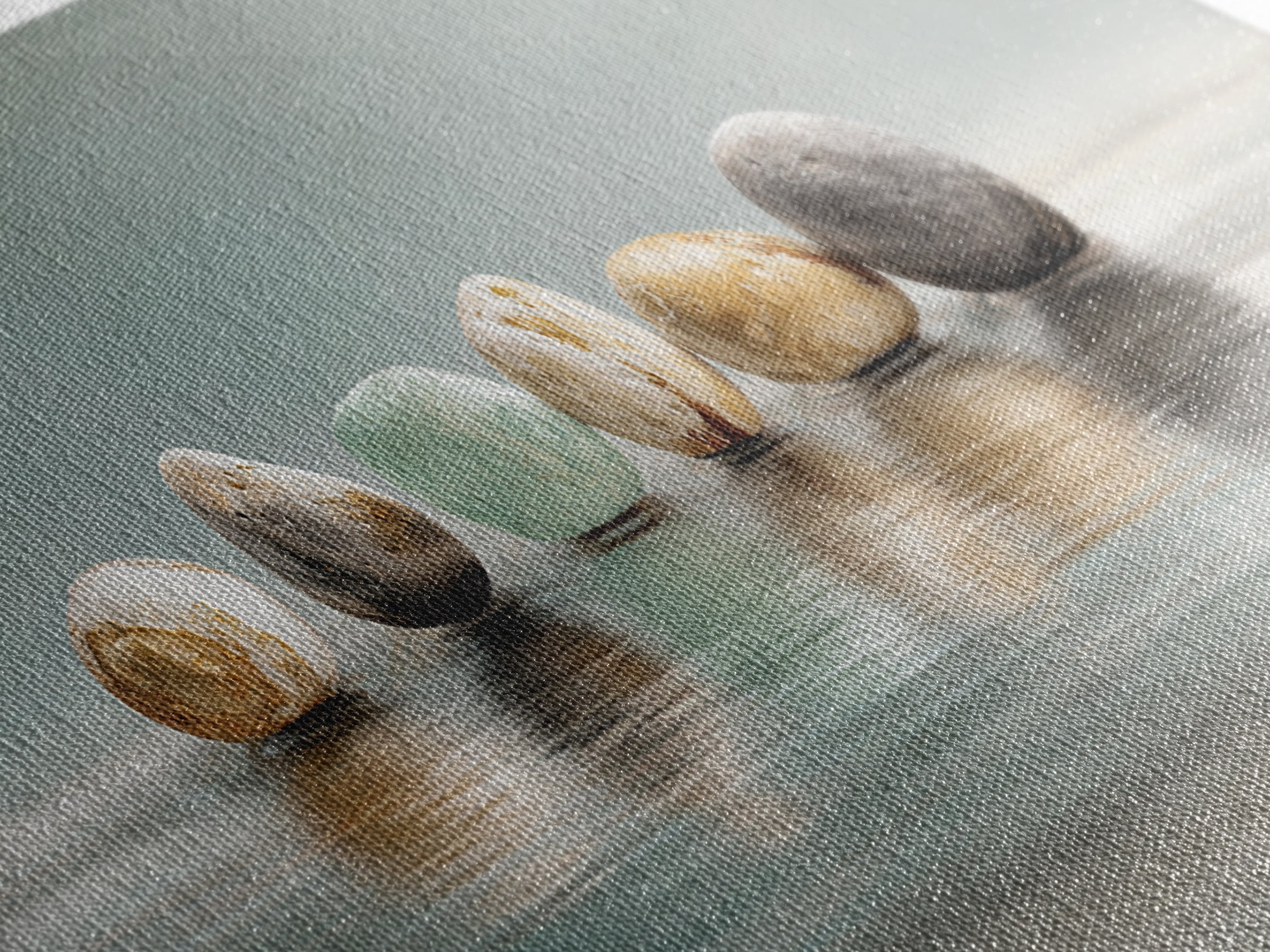 Floating Stones Balanced Above Calm Water Canvas Print, Meditation Art, Printable Artwork, Living Room Decor, Stillness, MED-3x1-24