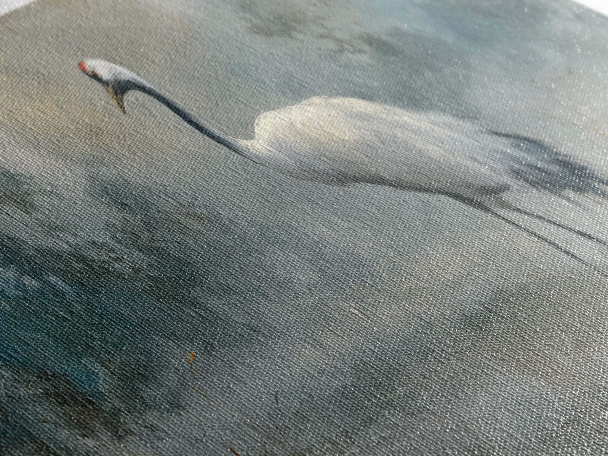 White Crane in Quiet Morning Mist Canvas Print, Meditation Art, Buddha Wall Art, Living Room Decor, Fine Art, Stillness, MED-3x1-8