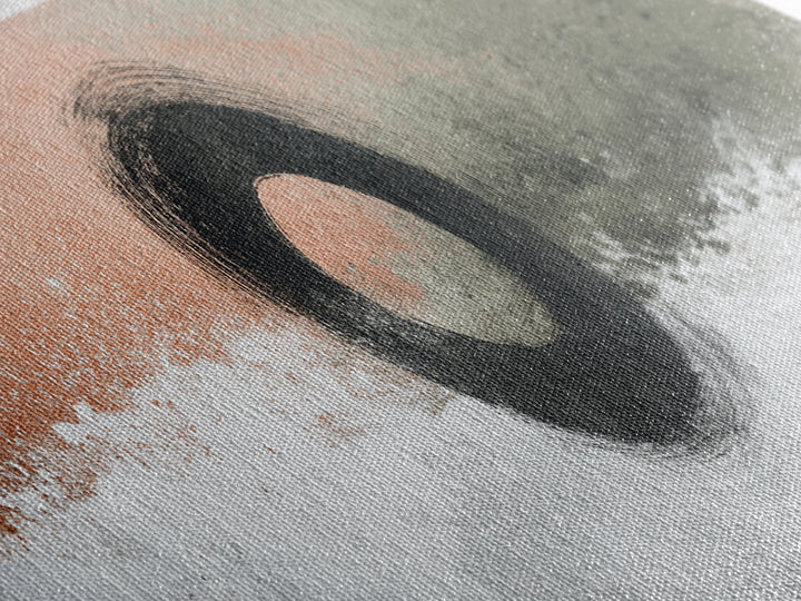 Zen Circle Brushstroke on Textured Paper Canvas Print, Meditation Art, Canvas Art, Living Room Decor, Oil Painting, Stillness, MED-3x1-92