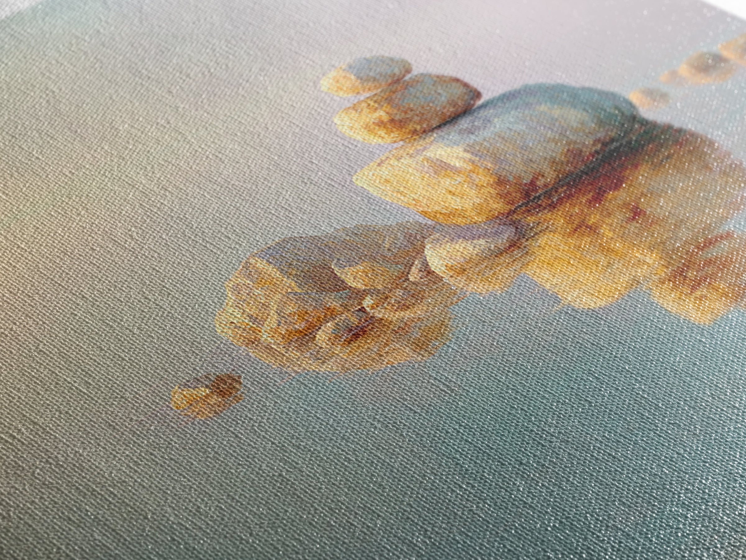 Floating Stones Balanced Above Calm Water Framed Canvas Print, Meditation Art, Room Decor, Living Room Decor, Stillness, MED-3x2-60