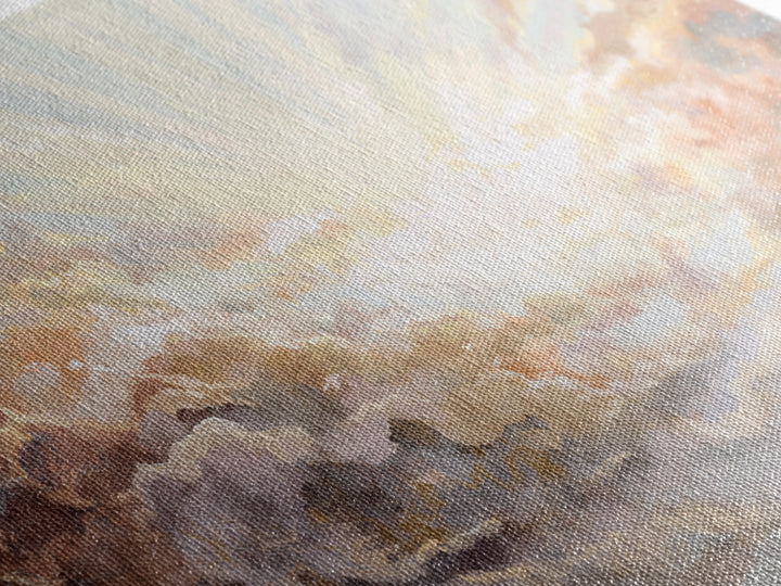 Angelic Light Rays Through Abstract Clouds Canvas Print, Meditation Art, Yoga Wall Art, Living Room Decor, Fine Art, Stillness, MED-3x2-98