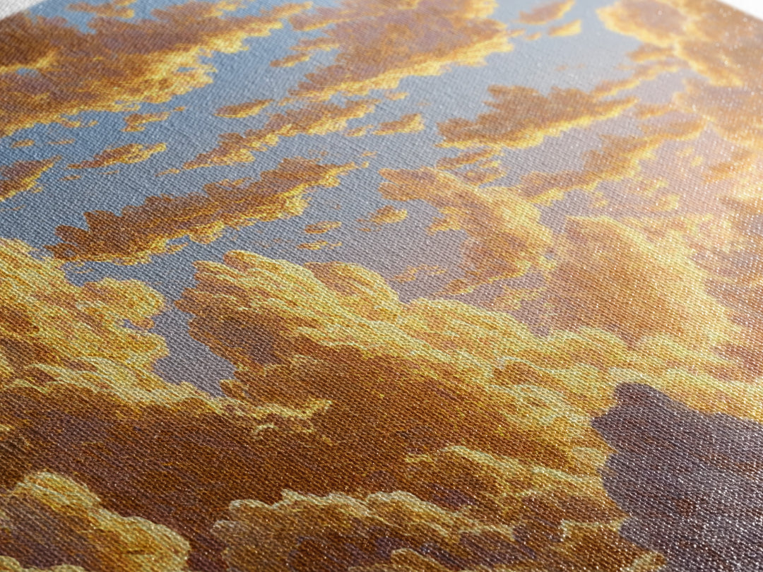 Golden Clouds Gold Canvas Art, Sky And Light Filled Cloudscape Canvas Print, Real Wood Frame Wall Décor, Dreamy Atmospheric Artwork