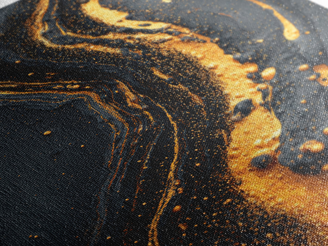 Abstract Gold Flow Art, Modern Luxury Canvas Print With Real Wood Frame, Fluid River Inspired Wall Décor, Contemporary Statement Artwork