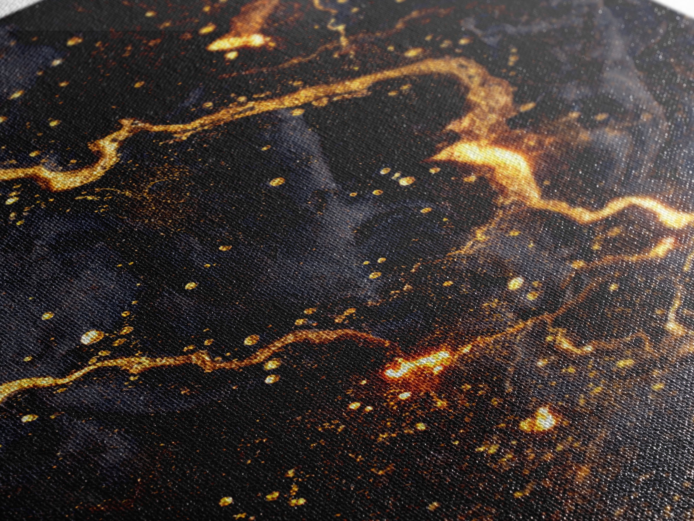 Abstract Lava Veins Gold Canvas Print, Modern Luxury Flow Artwork On Canvas, Real Wood Frame Wall Décor, Dramatic Statement Art
