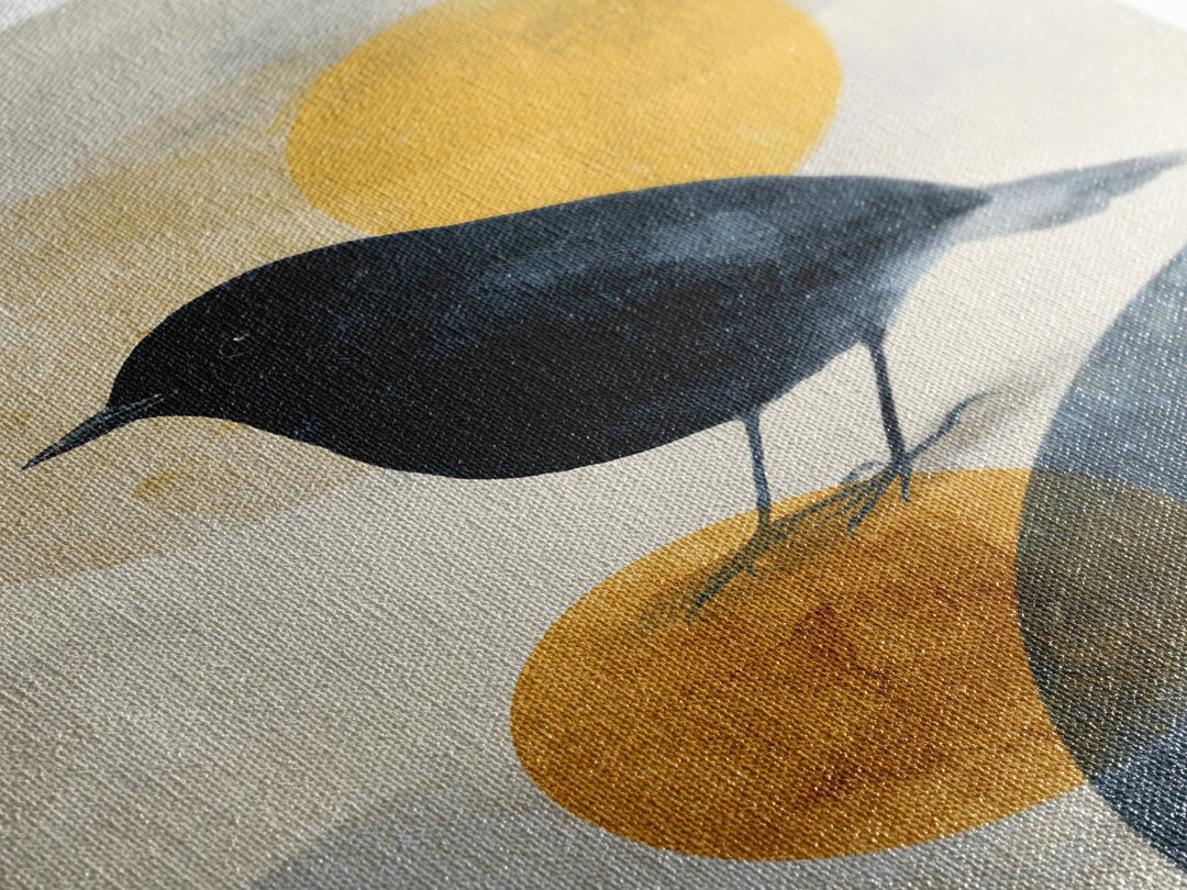 Small Black Bird Crossing White Space Canvas Print, Minimalist Art, Printables, Living Room Decor, Fine Art, Minimal, MIN-2x3-39
