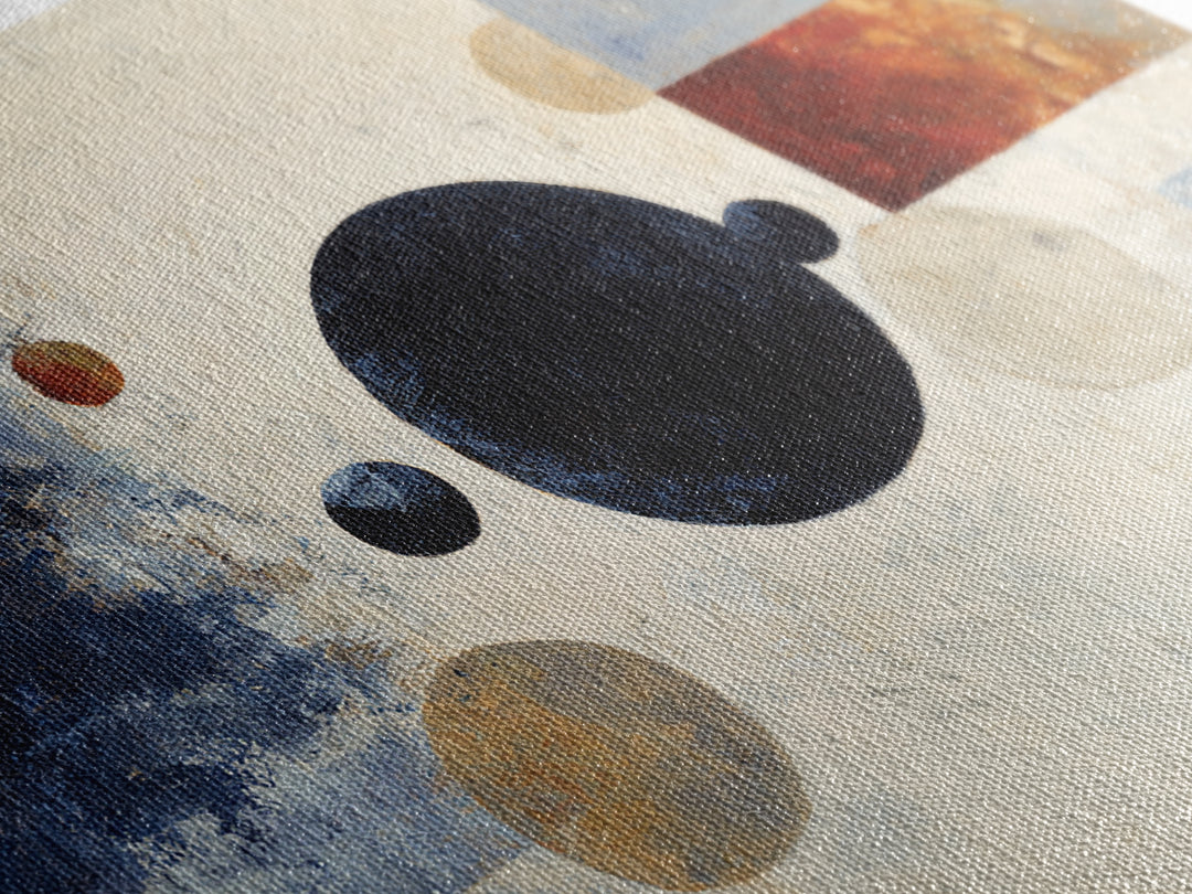 Single Black Circle on Warm Ivory Ground Framed Canvas Print, Minimalist Art, Abstract Painting, Living Room Decor, Minimal, MIN-3x2-5