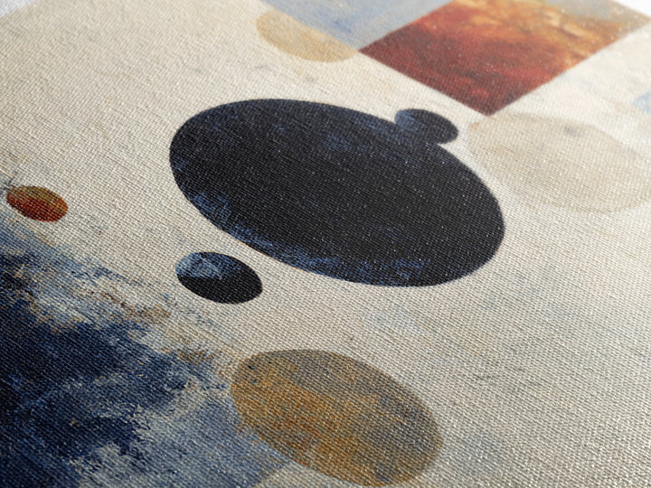 Single Black Circle on Warm Ivory Ground Framed Canvas Print, Minimalist Art, Abstract Painting, Living Room Decor, Minimal, MIN-3x2-5