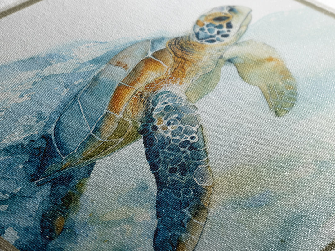 Sea Turtle Gliding Through Clear Blue Water Canvas Print, Marine Life Art, Coastal Home Decor, Living Room Decor, Marine, MLA-1x1-25