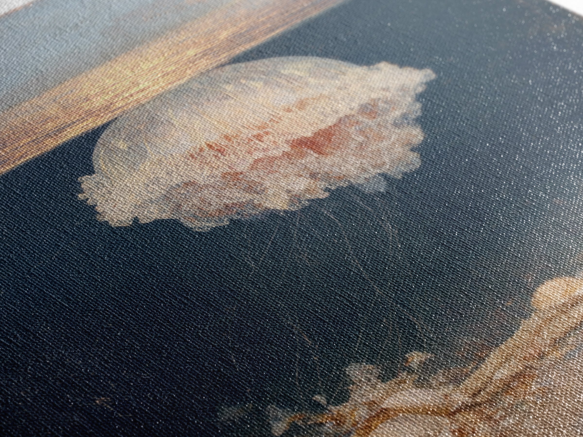 Jellyfish Floating in Luminous Dark Water Canvas Print, Marine Life Art, Fish Art, Living Room Decor, Oil Painting, Marine, MLA-1x1-30