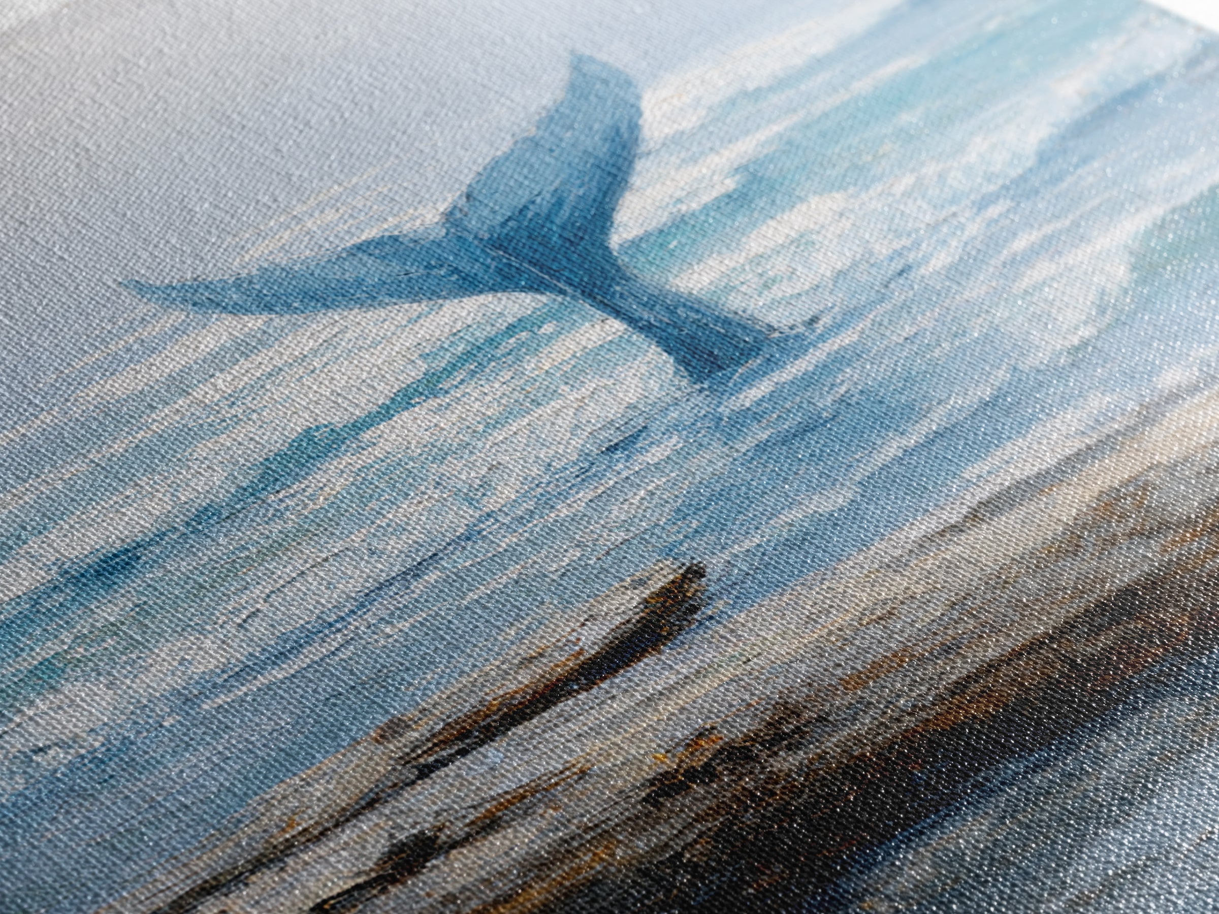 Whale Tail Rising from Misty Ocean Canvas Print, Marine Life Art, Kids Room Art, Living Room Decor, Fine Art, Marine, MLA-1x1-50
