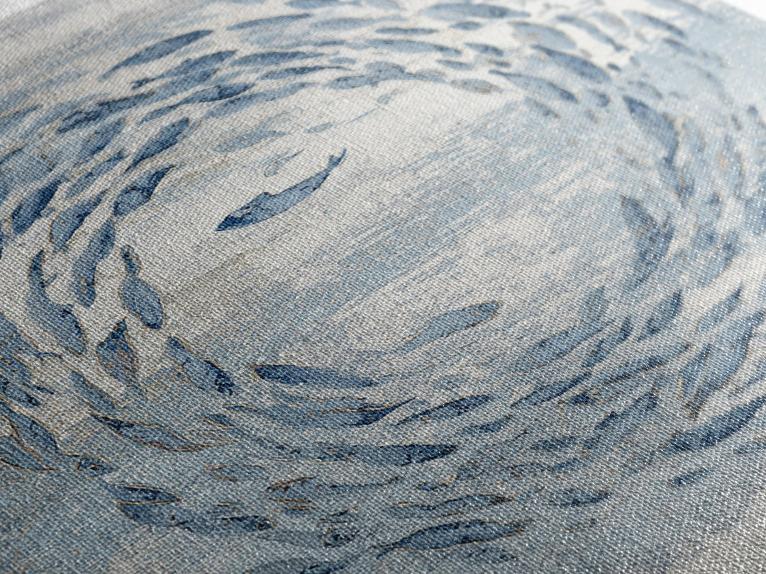 School of Fish Forming a Silver Spiral Canvas Print, Marine Life Art, Modern, Living Room Decor, Marine, Statement Artwork, MLA-1x1-76