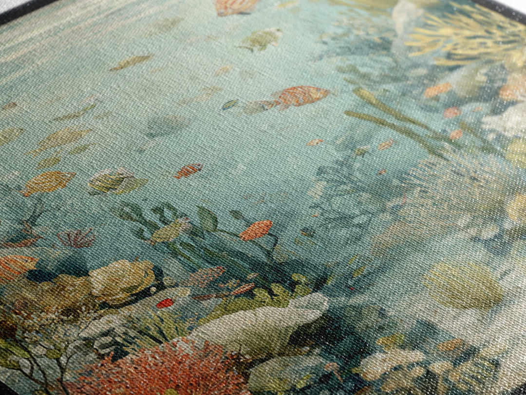 Coral Reef Panorama Canvas Print, Marine Life Art, Handmade Art, Living Room Decor, Fine Art, Marine, Textured Painting, MLA-1x1-81