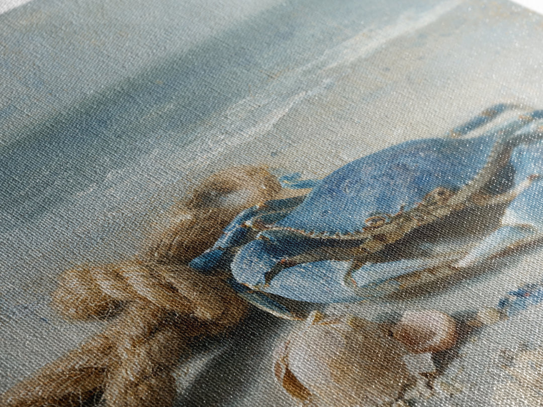 Blue Crab with Painterly Shell Texture Canvas Print, Marine Life Art, Modern, Living Room Decor, Oil Painting, Marine, MLA-1x1-82