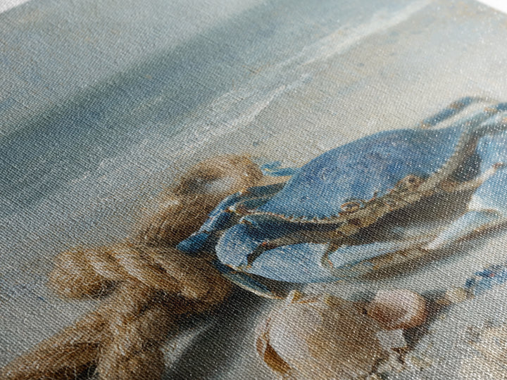 Blue Crab with Painterly Shell Texture Canvas Print, Marine Life Art, Modern, Living Room Decor, Oil Painting, Marine, MLA-1x1-82