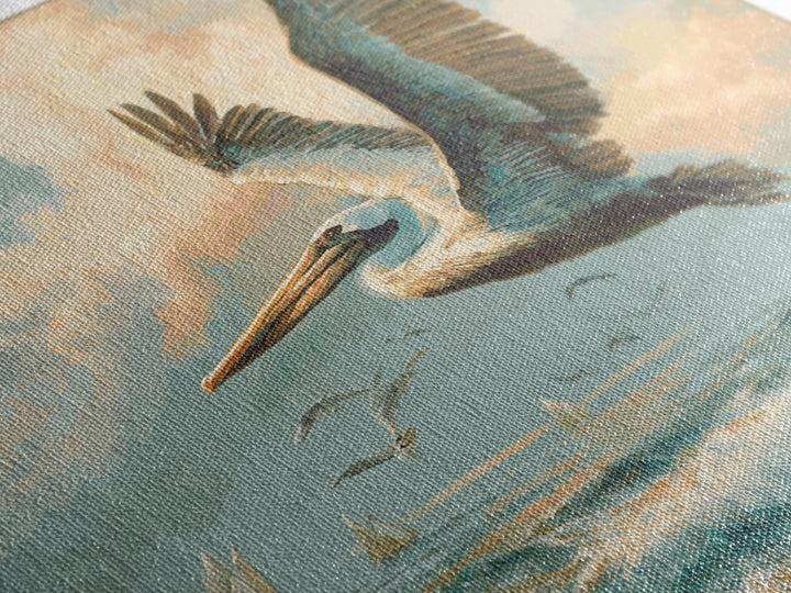 Pelican Diving Toward Fish Near Surface Canvas Print, Marine Life Art, Marine Life, Living Room Decor, Oil Painting, Marine, MLA-1x1-95