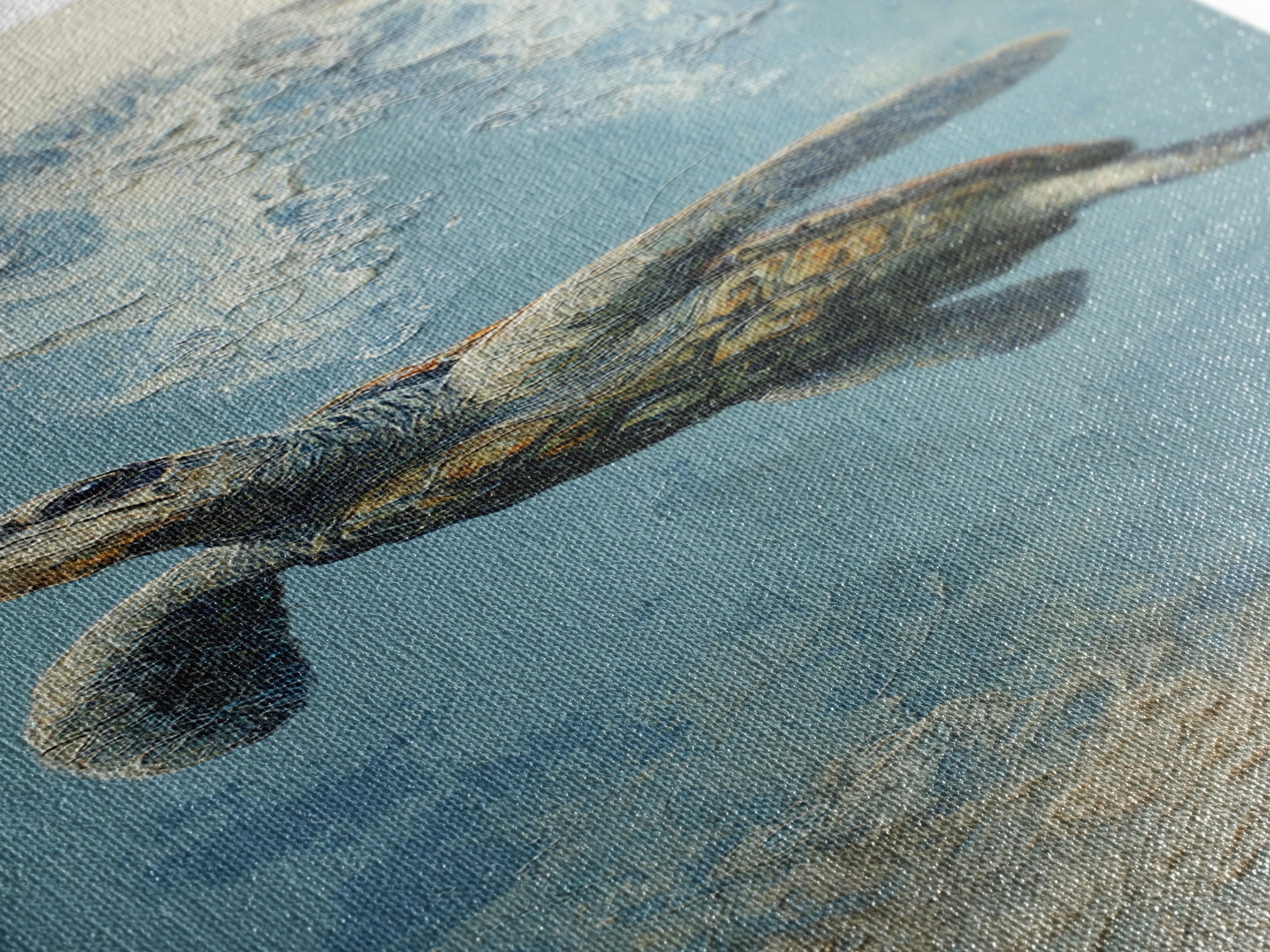 Bioluminescent Plankton Around Swimming Turtle Canvas Print, Marine Life Art, Fish Wall Art, Living Room Decor, Oil Painting, MLA-1x3-12