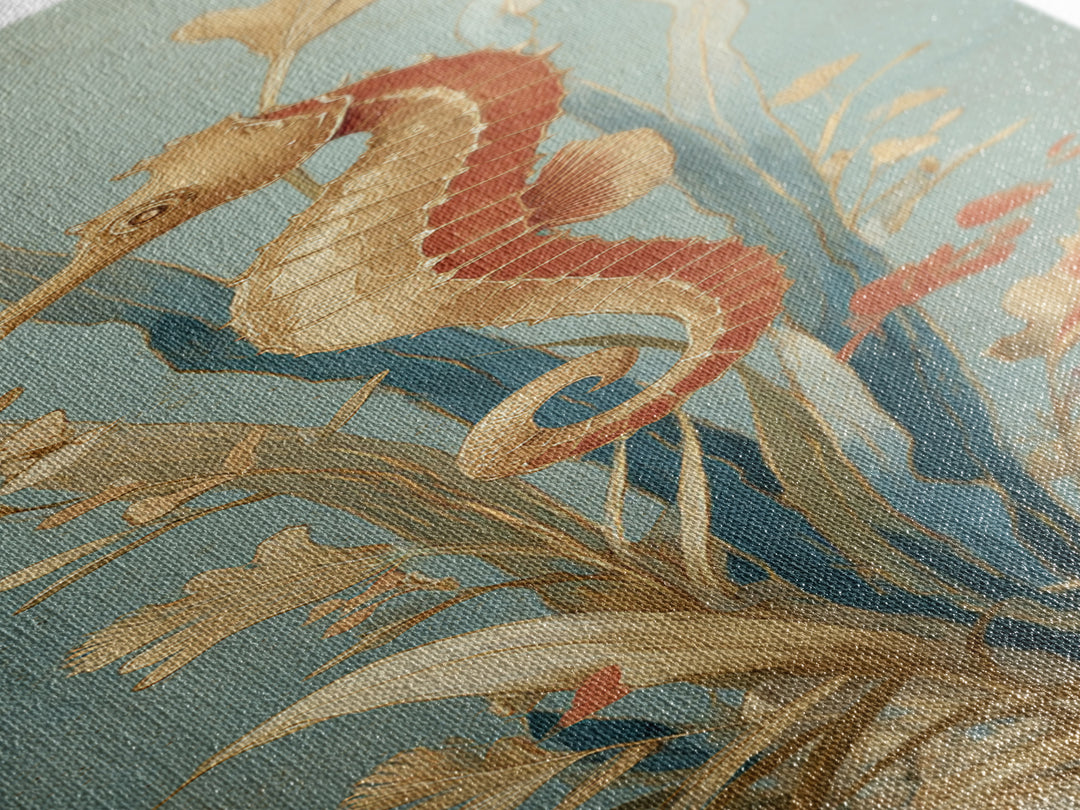 Seahorse Pair Among Sea Grass Canvas Print, Marine Life Art, Marine Life, Living Room Decor, Fine Art, Marine, Art Print, MLA-1x3-65
