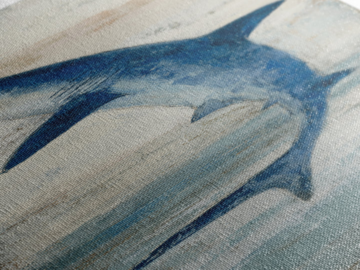 Shark Silhouette in Deep Blue Light Canvas Print, Marine Life Art, Art Print, Living Room Decor, Fine Art, Marine, Coastal Art, MLA-1x3-72