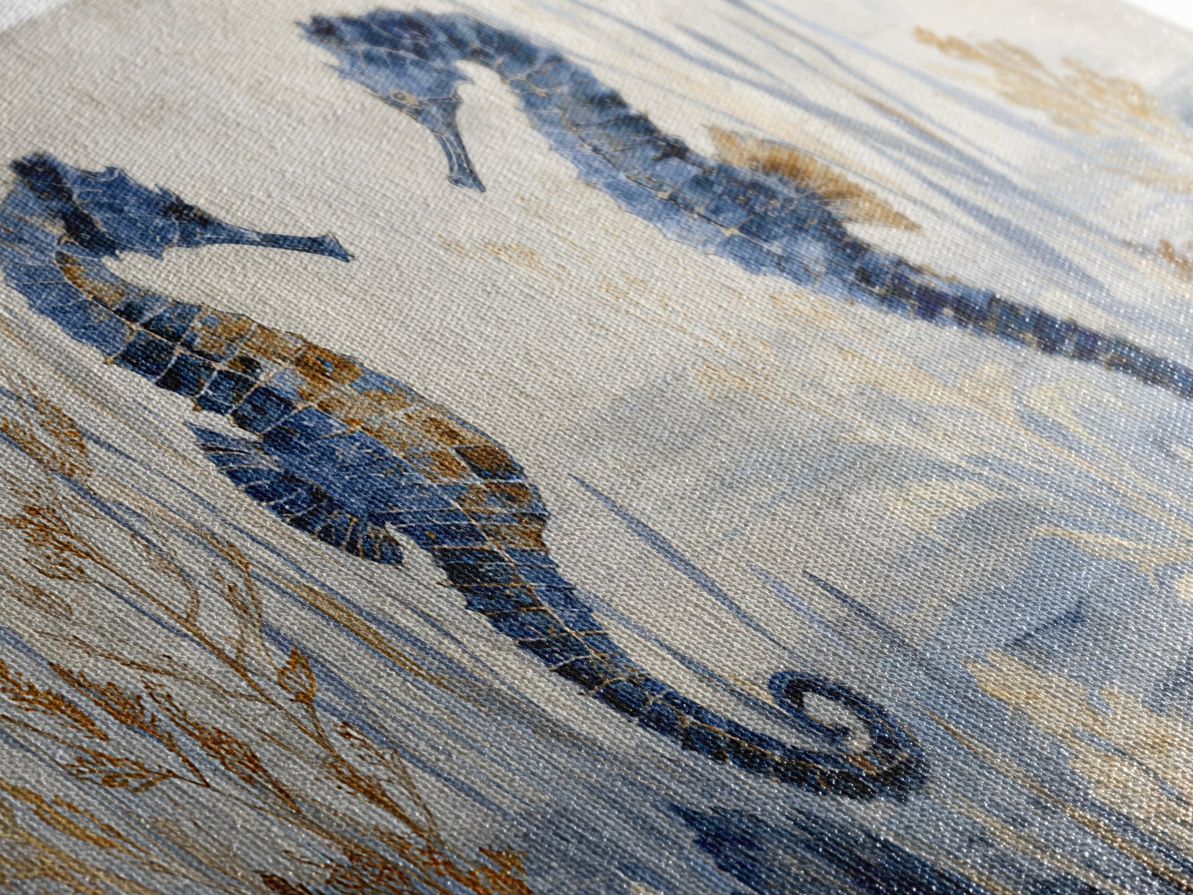 Seahorse Pair Among Sea Grass Canvas Print, Marine Life Art, Luxury Decor, Living Room Decor, Fine Art, Marine, Beach Decor, MLA-2x1-73
