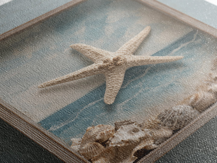 Starfish and Shells Natural Specimen Layout Canvas Print, Marine Life Art, Fine Art Print, Living Room Decor, Fine Art, Marine, MLA-2x3-45