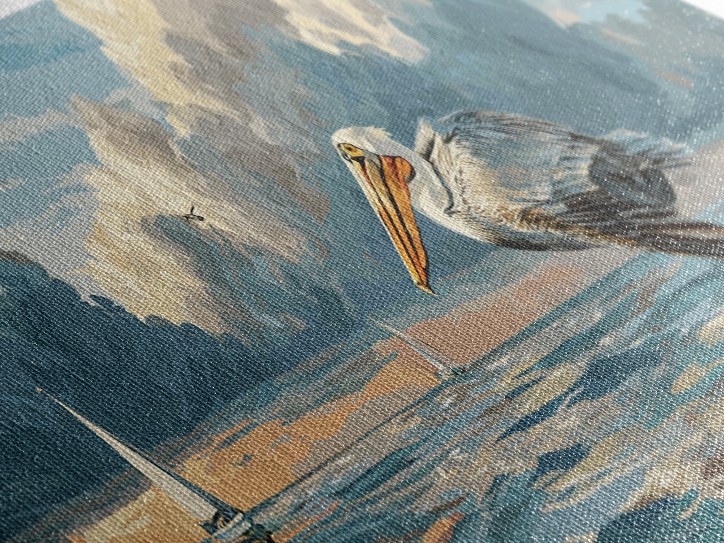 Pelican Diving Toward Fish Near Surface Canvas Print, Marine Life Art, Marine Life, Living Room Decor, Fine Art, Marine, MLA-3x1-39
