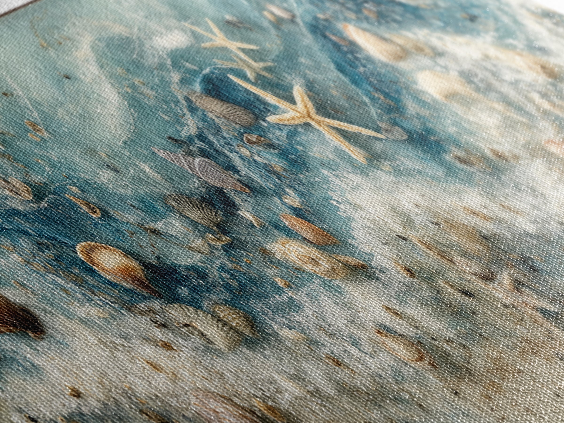 Starfish and Shells Natural Specimen Layout Framed Canvas Print, Marine Life Art, Coastal Art, Living Room Decor, Marine, MLA-3x1-53