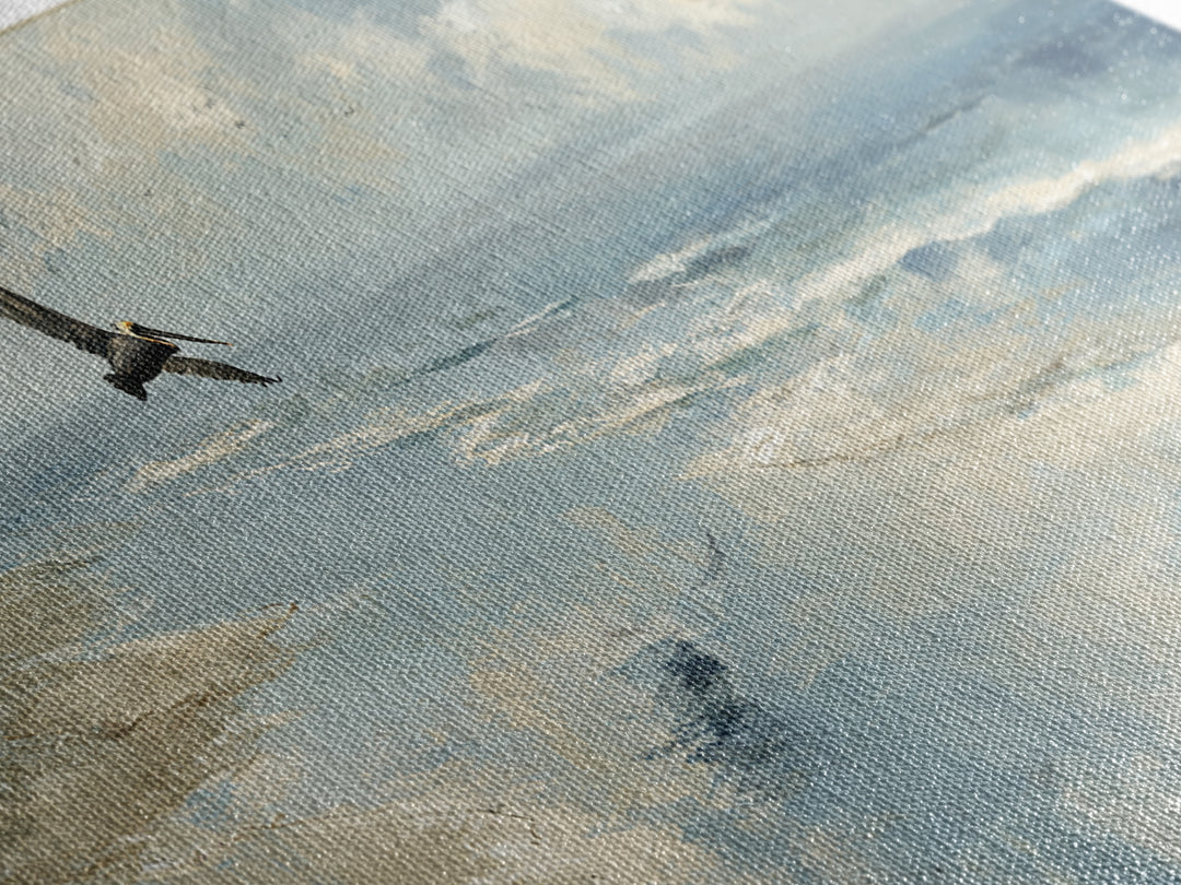 Pelican Diving Toward Fish Near Surface Framed Canvas Print, Marine Life Art, Neutral Decor, Living Room Decor, Marine, MLA-3x1-63