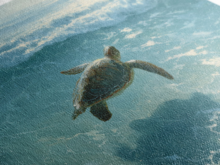 Sea Turtle Gliding Through Clear Blue Water Canvas Print, Marine Life Art, Surf Poster, Living Room Decor, Fine Art, Marine, MLA-3x2-29