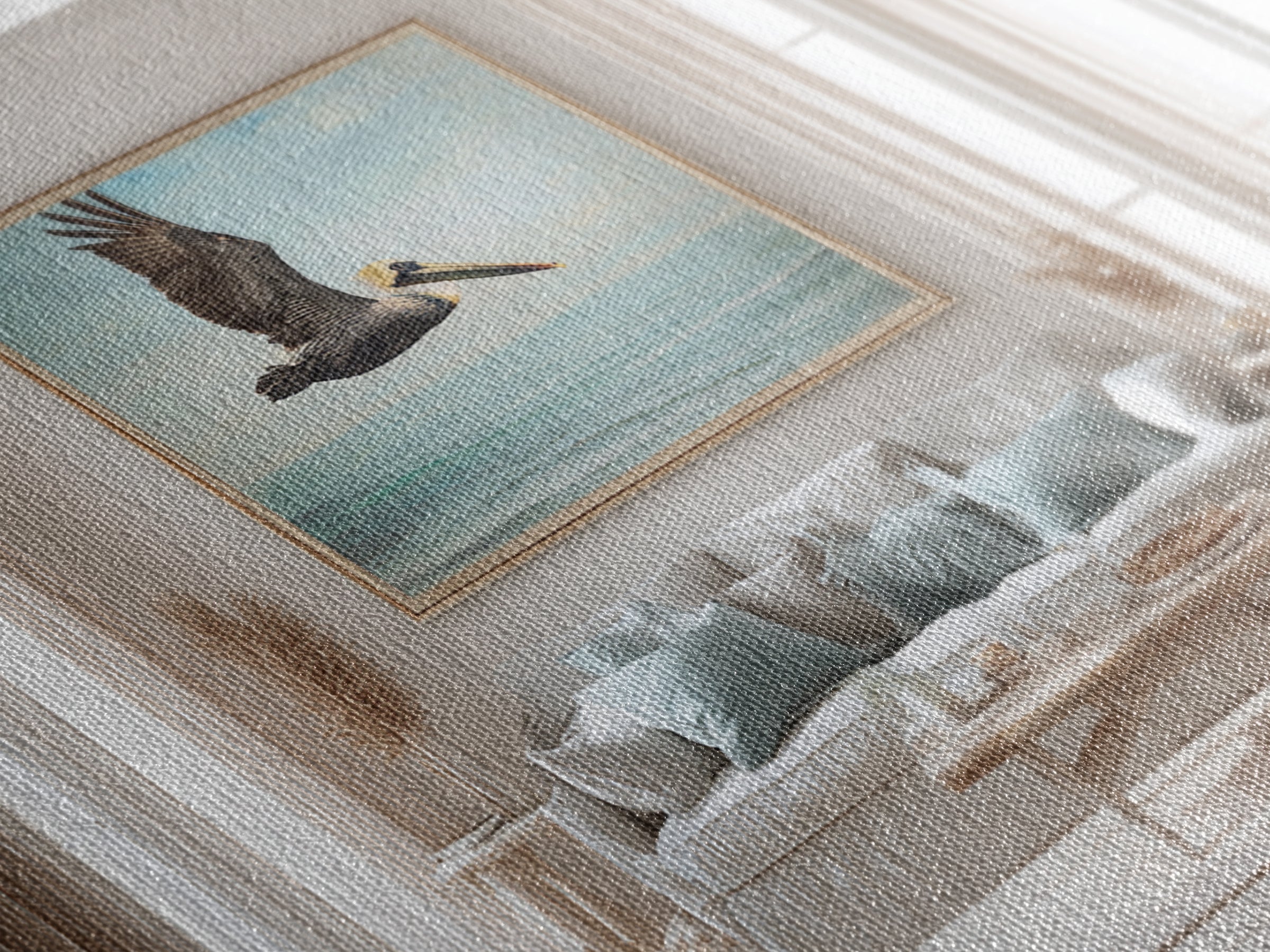 Pelican Diving Toward Fish Near Surface Canvas Print, Marine Life Art, Statement Artwork, Living Room Decor, Fine Art, Marine, MLA-3x2-3