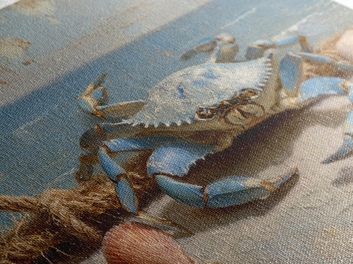 Blue Crab with Painterly Shell Texture Canvas Print, Marine Life Art, Printable Wall Art, Living Room Decor, Fine Art, Marine, MLA-3x2-62