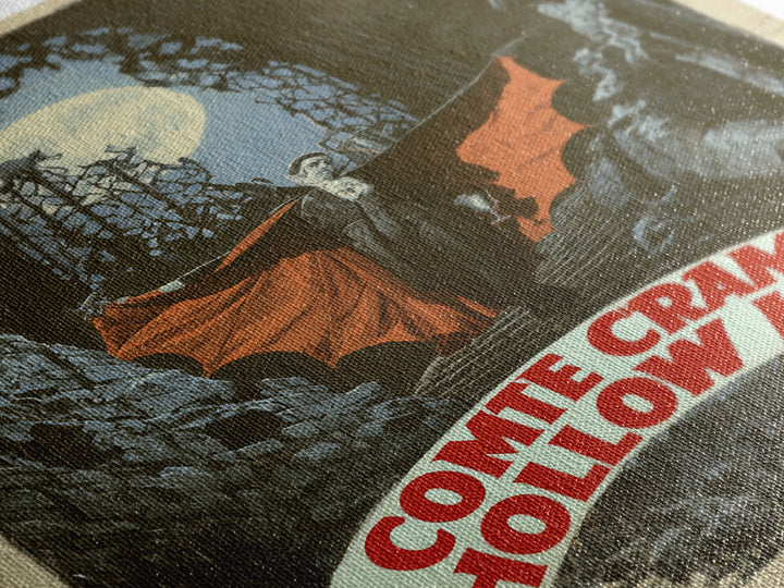The Crimson Count Of Hollow Keep, French Horror Film Poster, Retro Gothic Cinema Art, Vintage Halloween Wall Art, Framed Canvas Print