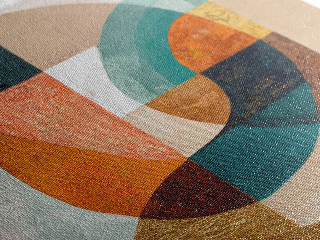 Boomerang Shapes in Mustard Teal and Coral Canvas Print, Midcentury Modern Art, Room Decor, Living Room Decor, Abstract Art, MMA-1x1-25