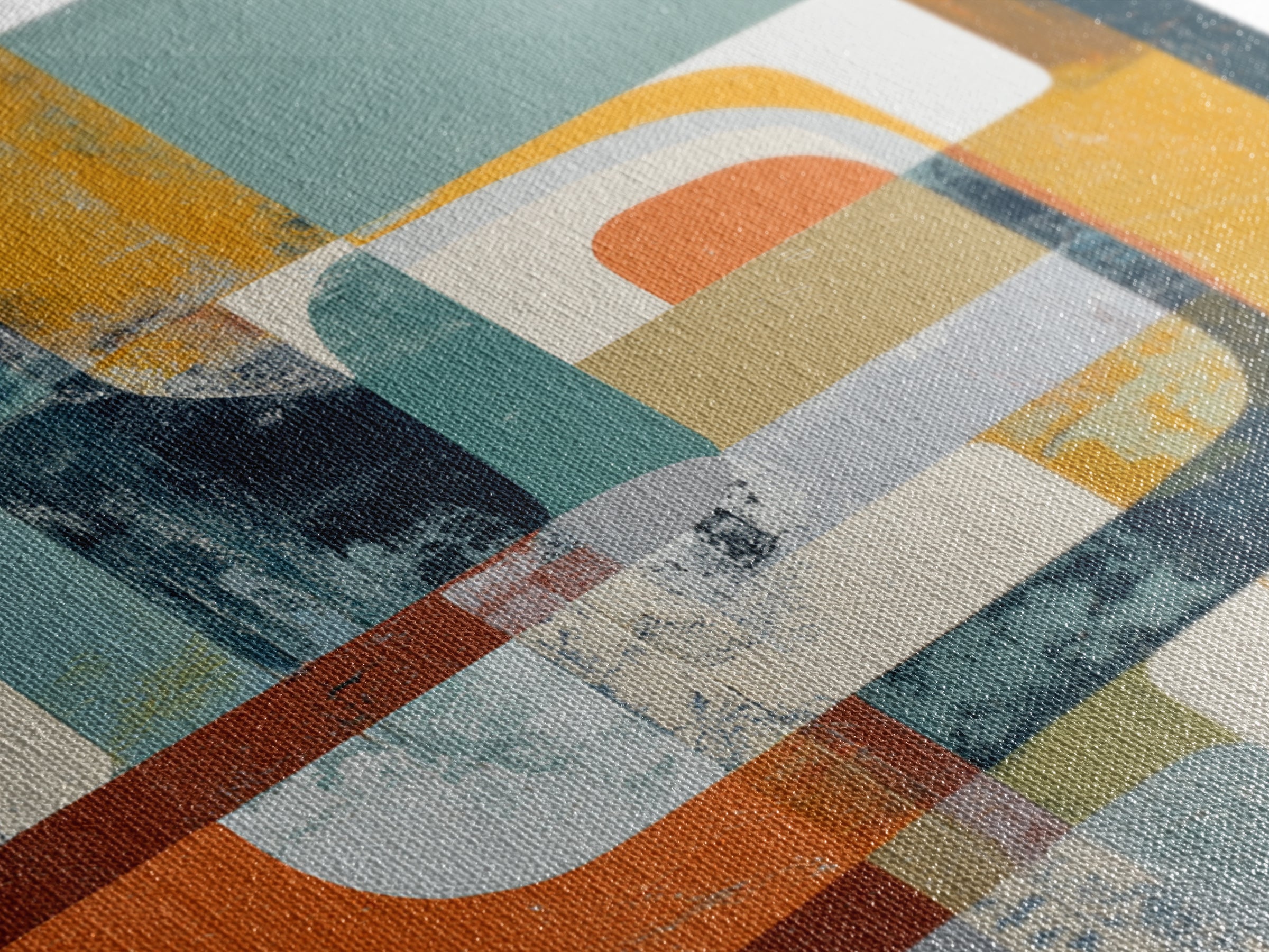 Boomerang Shapes in Mustard Teal and Coral Canvas Print, Midcentury Modern Art, Home Decor, Living Room Decor, Retro, MMA-1x1-73