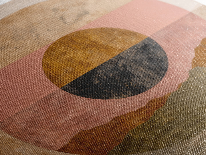Large Sun and Hill Shapes Canvas Print, Midcentury Modern Art, Poster, Living Room Decor, Retro, Art Deco, Original Art, MMA-1x1-77