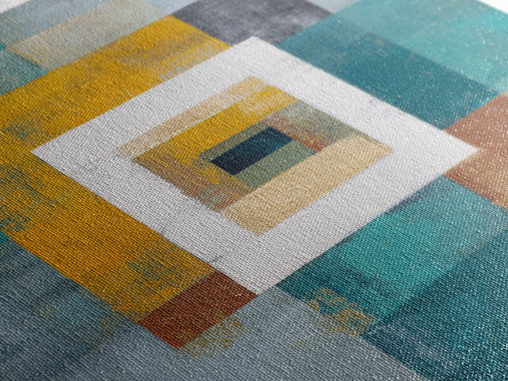 Teal Sofa Era Abstract Pattern Without Furniture Canvas Print, Midcentury Modern Art, Digital Prints, Living Room Decor, Retro, MMA-1x1-96