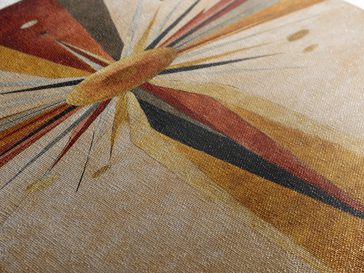 Sunburst Clock Composition Canvas Print, Midcentury Modern Art, Abstract Wall Art, Living Room Decor, Fine Art, Retro, MMA-1x3-81